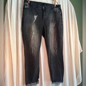 ELLOS Women’s Distressed Boyfriend Jeans Size 16